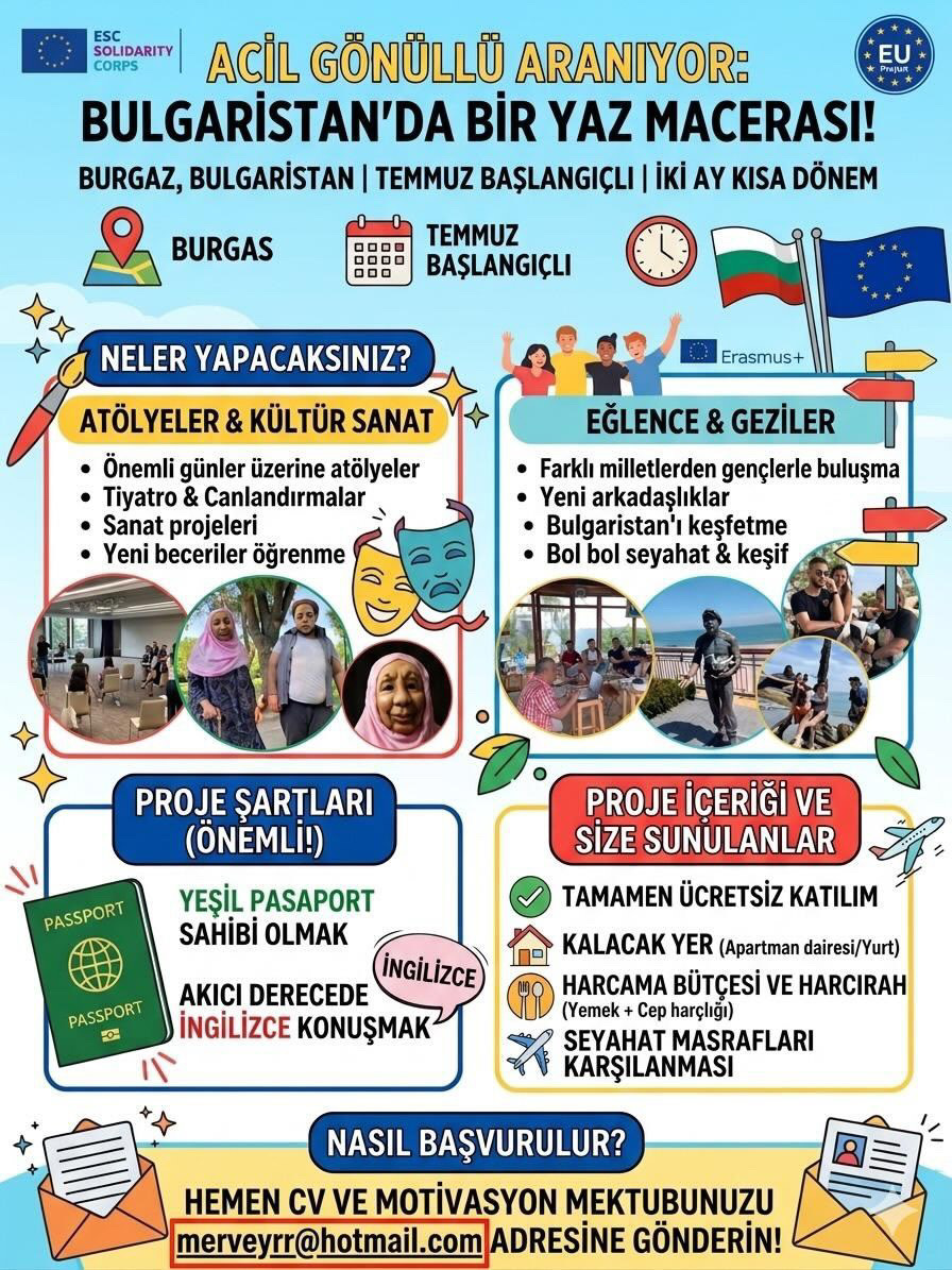 Bulgaristan’da 2 Aylık ESC Gönüllülük Fırsatı 2026