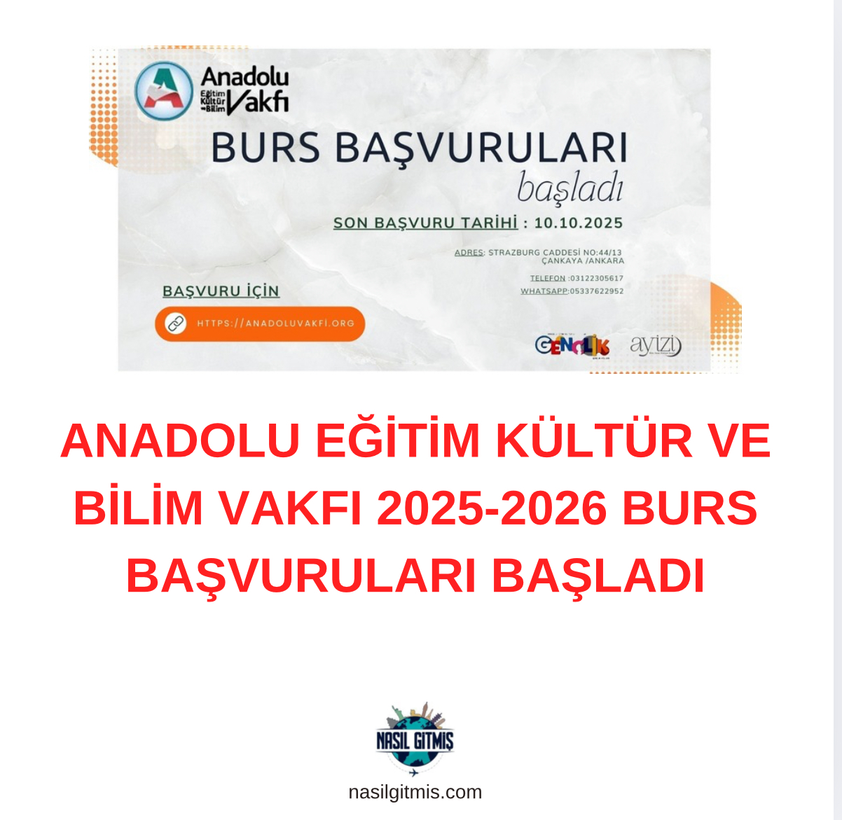 Anadolu Eğitim Kültür ve Bilim Vakfı 2025-2026 Burs Başvuruları Başladı